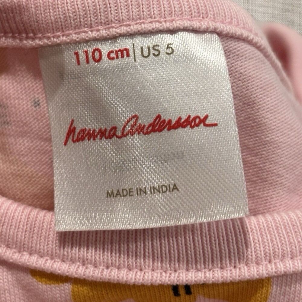 Hanna Andersson Frankie Lion Print Pocket Dress Pink Girls Size 5 - Picture 2 of 4